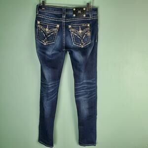 Miss Me Mid Rise Skinny Embellished Back Flap Pockets Jeans Size 27